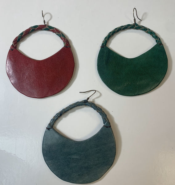 Handmade Leather Earring Basket Style