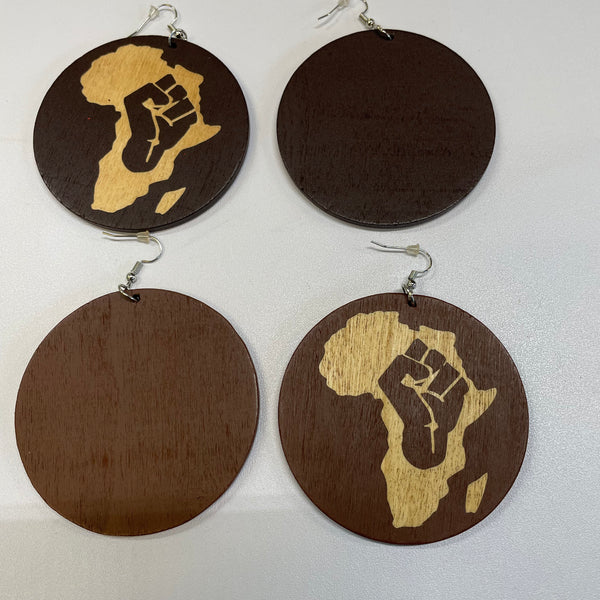 Wooden Disc Earring