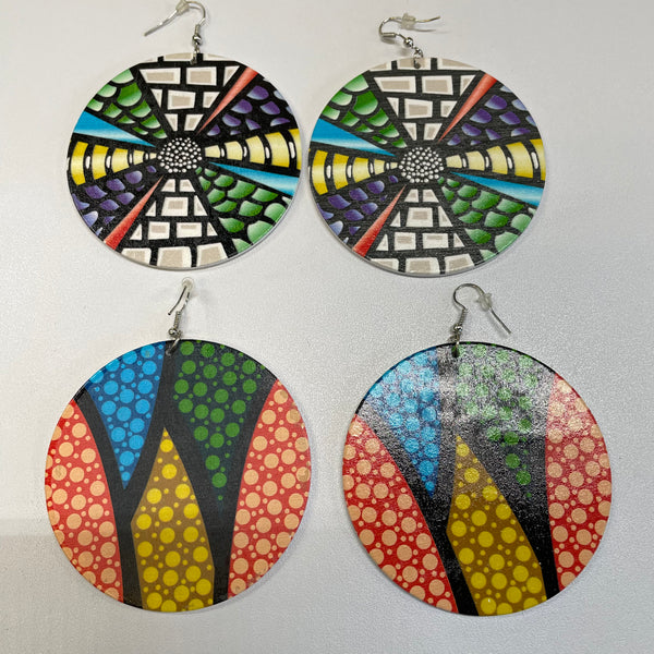 Boho-Chic Wooden Disc Earrings