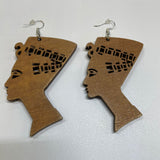 Wooden Nefertiti Style Earrings