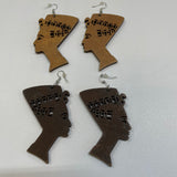 Wooden Nefertiti Style Earrings