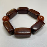 Handmade Bracelet - Dark Brown Wood with Semi-precious Stones