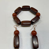 Handmade Bracelet - Dark Brown Wood with Semi-precious Stones