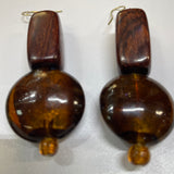 Handmade Earrings - Dark Brown (chocolate) Wood and Glass Beads