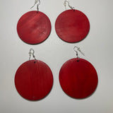 Bold Color Wood Disc Design Earrings