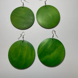 Bold Color Wood Disc Design Earrings