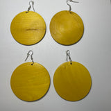 Bold Color Wood Disc Design Earrings