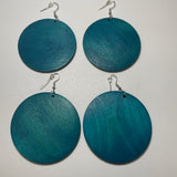 Bold Color Wood Disc Design Earrings