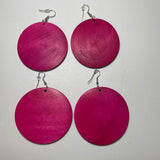 Bold Color Wood Disc Design Earrings