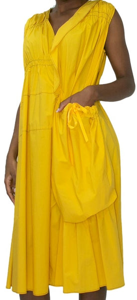 Sleeveless Cotton Dress with Side Oversize Pocket - N by Nancy Design
