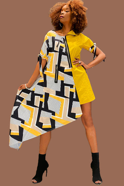 N By Nancy Cotton Dress with Abstract Design